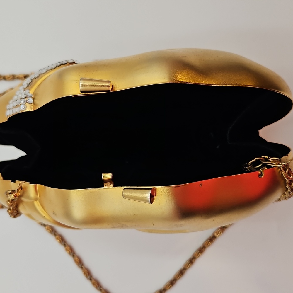 Vintage Gold Beaded Panther Clutch Bag Purse Hard Case - Picture 8 of 8